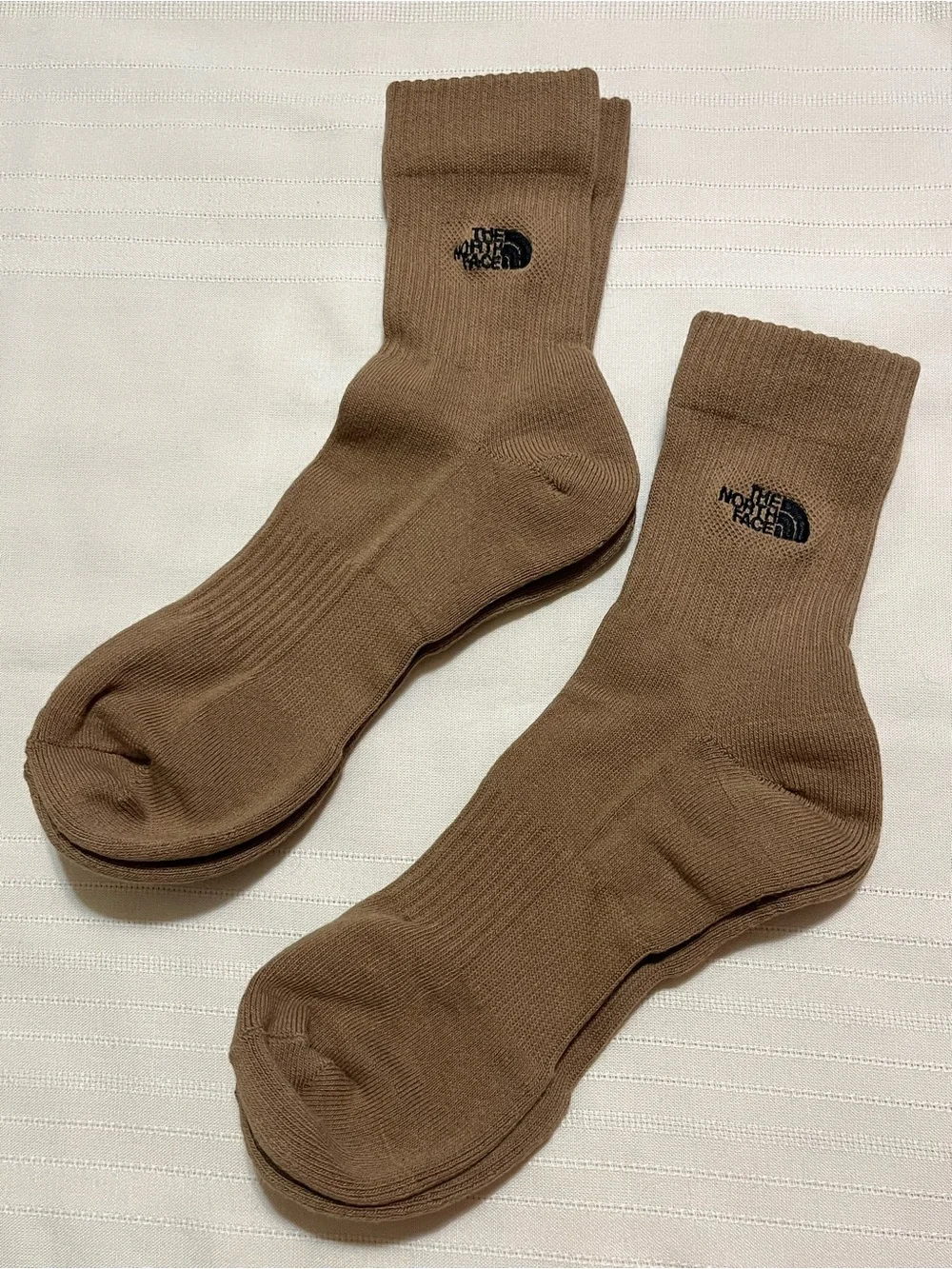 The North Face Brown Crew Socks with Black Logo